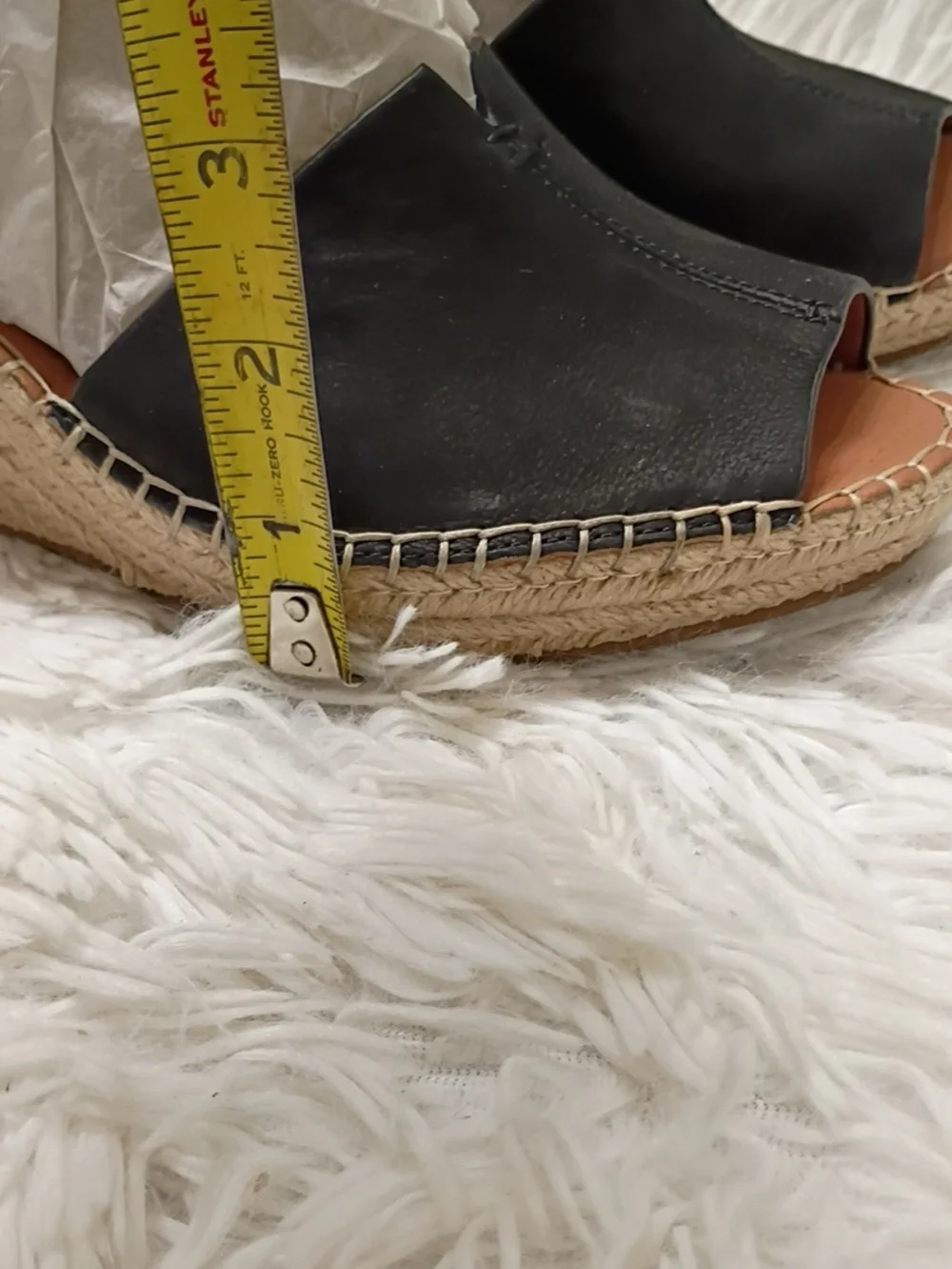 Kenneth Cole Gentle Souls Charli Black Espadrille Wedge Sandals Ankle Buckle 9.5